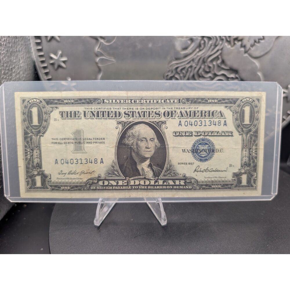1957 $1 Silver Certificate • Blue Seal • A04031348A • Clean Circulated
